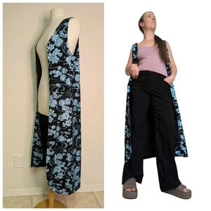 Fairycore Maxi Duster Velvet  Open Front Longline Cardigan Size XS/S*